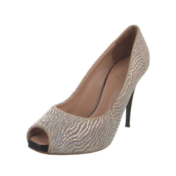 Giuzeppe Zanotti Nude Crystal Embellished Platform Stiletto Heels Pumps EU 38.5 - Picture 1 of 5